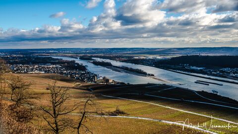 Wasserstraße durch die Metropolregion Blick über Rüdesheim in Richtung Mainz