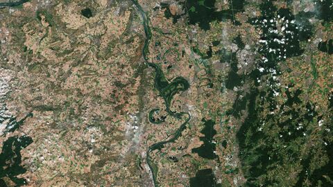 Metropolregion aus dem All Satellitenaufnahme der Metropolregion FrankfurtRheinMain