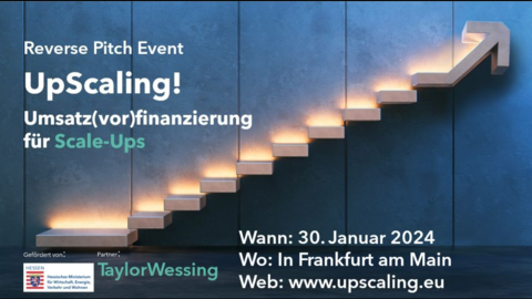 Veranstaltungsbanner zeigt Feil in Form aufsteigender Treppe.