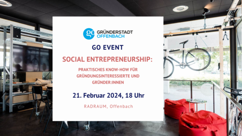 GO Event Social Entrepreneurship Veranstaltungsbanner mit Daten den Daten des Events